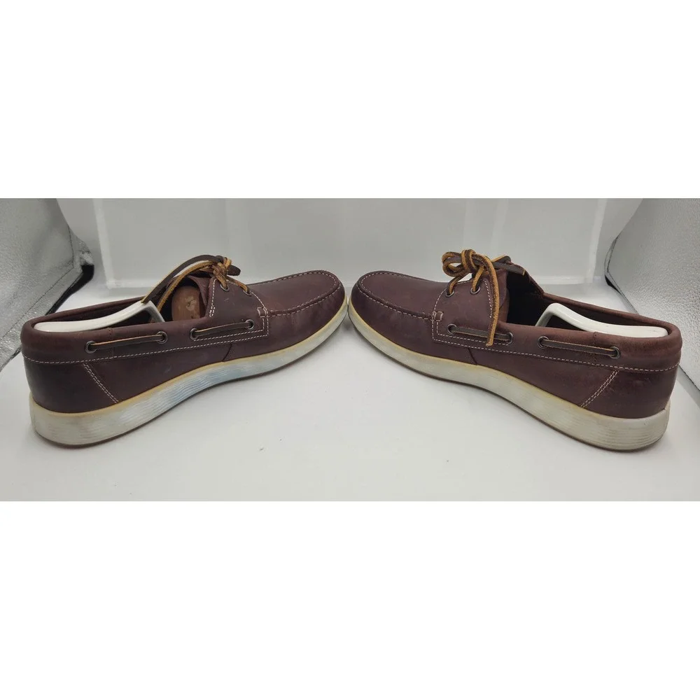 Ecco Kyle Nautical Mens Boat Shoes Brown Leather Deck Shoes Size 45